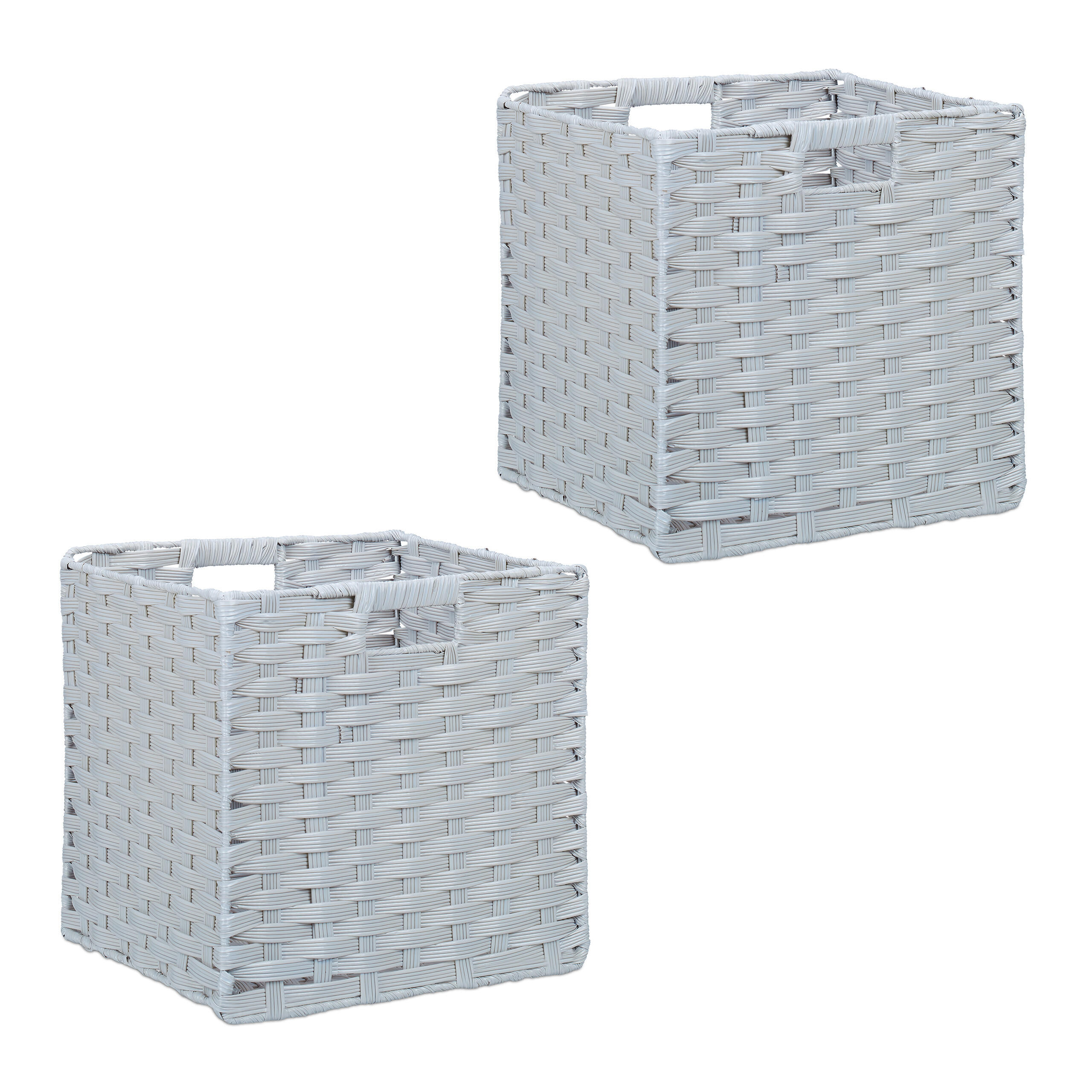 2XAUFBEWAHRUNGSKORB - Grau, Kunststoff/Metall (32/31/30cm) - Relaxdays