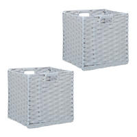2XAUFBEWAHRUNGSKORB - Grau, Kunststoff/Metall (32/31/30cm) - Relaxdays