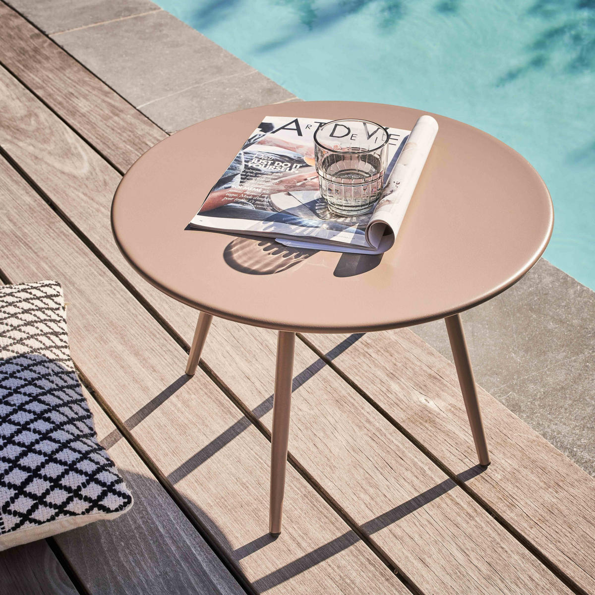 GARTEN-LOUNGETISCH, Taupe - Taupe, Metall (50/50/34cm) - Oviala