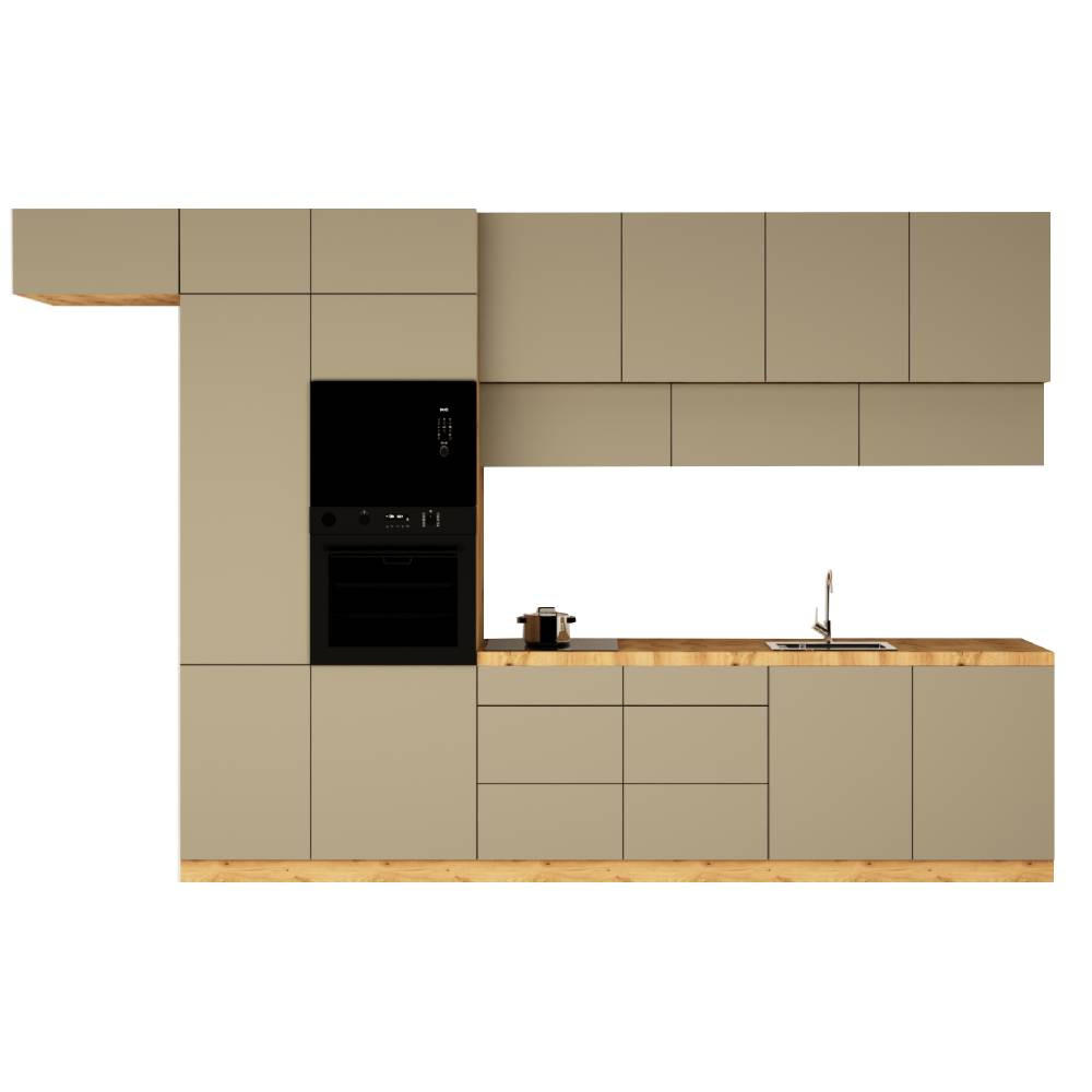 KÜCHENZEILE 400 cm - Langen KL4-M400 in Beige/Matt - Beige, Holz (400/248/58cm)