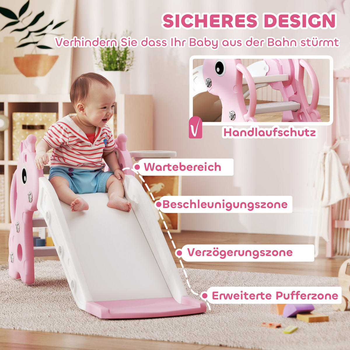 RUTSCHE Kunststoff Rosa - Rosa, Kunststoff (51.5/52/106cm) - AIYAPLAY