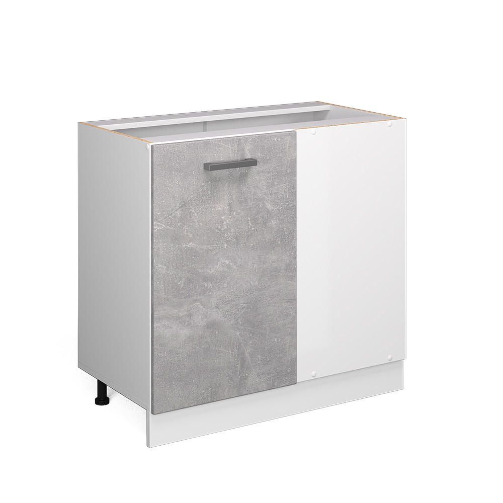ECKSCHRANK FÜR HAUSRAT R-Line Beton 86 cm mit Tür, ohne Arbeitsplatte - Schieferfarben/Weiß, Holzwerkstoff (86/81.6/46cm) - Vicco