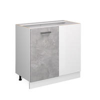 ECKSCHRANK FÜR HAUSRAT R-Line Beton 86 cm mit Tür, ohne Arbeitsplatte - Schieferfarben/Weiß, Holzwerkstoff (86/81.6/46cm) - Vicco