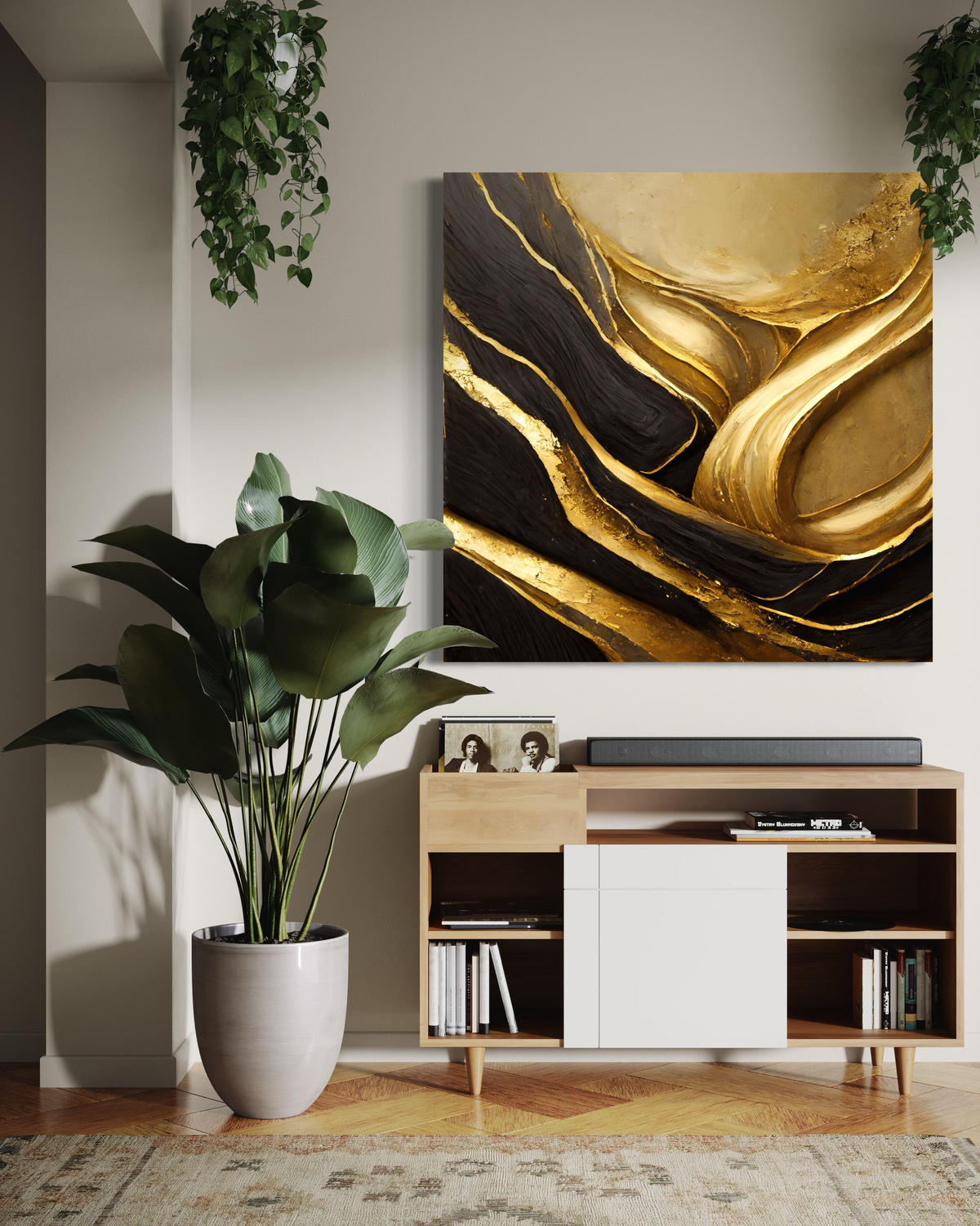 WANDBILD glamour gold abstrakt - Goldfarben, Textil (50/50cm) - Feeby