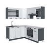 ECKKÜCHE Fame-Line Weiß Landhaus/Anthrazit 160 x 190 cm, AP Marmor - Anthrazit/Creme, Holzwerkstoff (190/81.6/60cm) - Vicco
