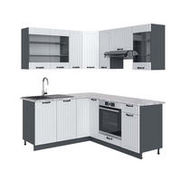ECKKÜCHE Fame-Line Weiß Landhaus/Anthrazit 160 x 190 cm, AP Marmor - Anthrazit/Weiß, Holzwerkstoff (190/81.6/60cm) - Vicco