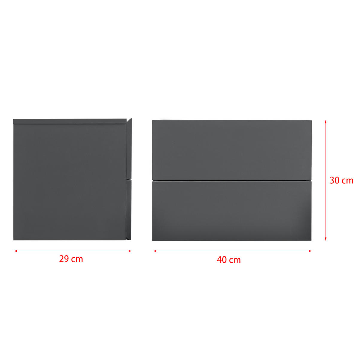 WANDREGAL Ampfing - Dunkelgrau, Holzwerkstoff (40/30/29cm) - [en.casa]