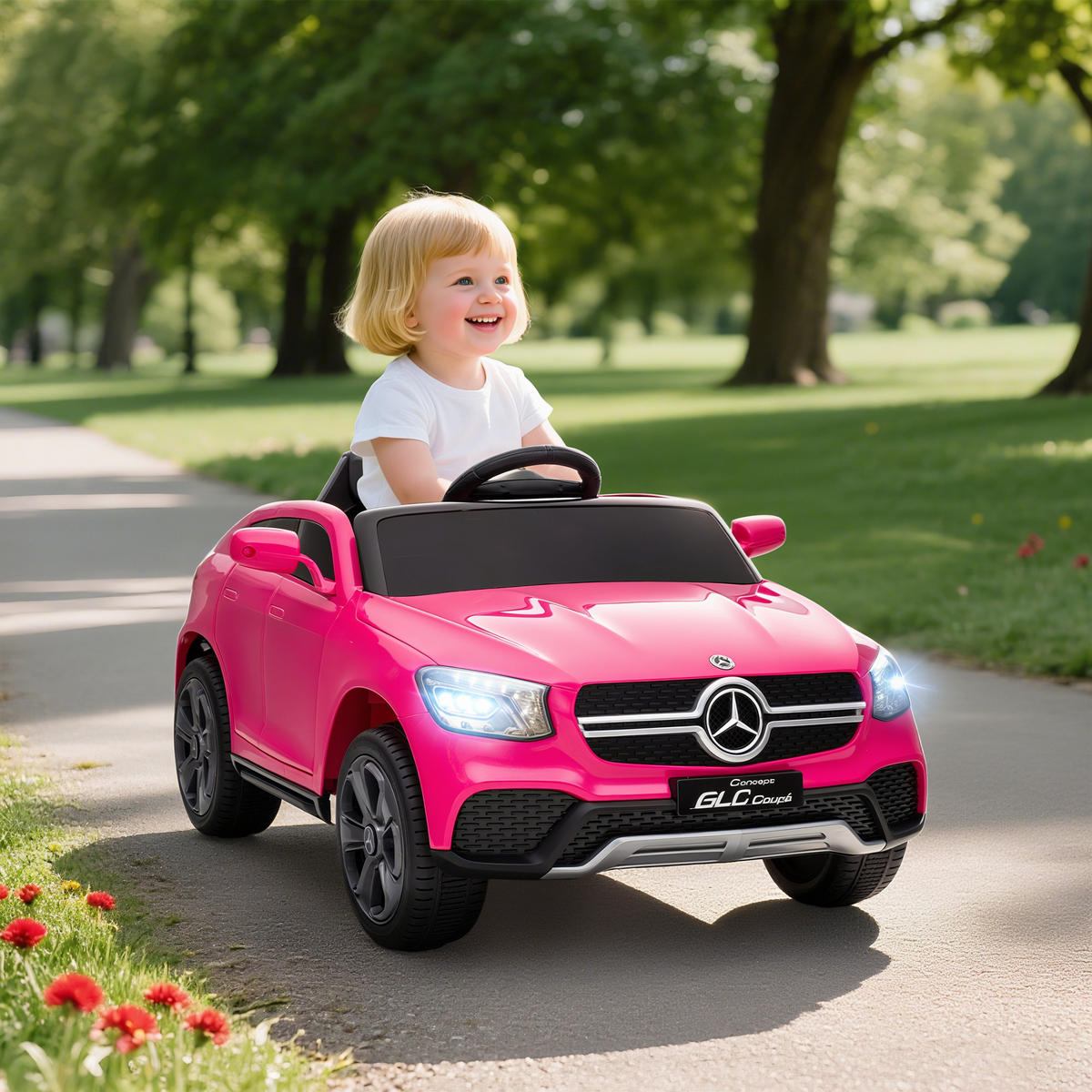 KINDER-ELEKTROAUTO 12V Kinderauto mit 2,4 GHz Fernbedienung, Hupe, Rosa - Rosa, Kunststoff (105/68/50cm) - AIYAPLAY