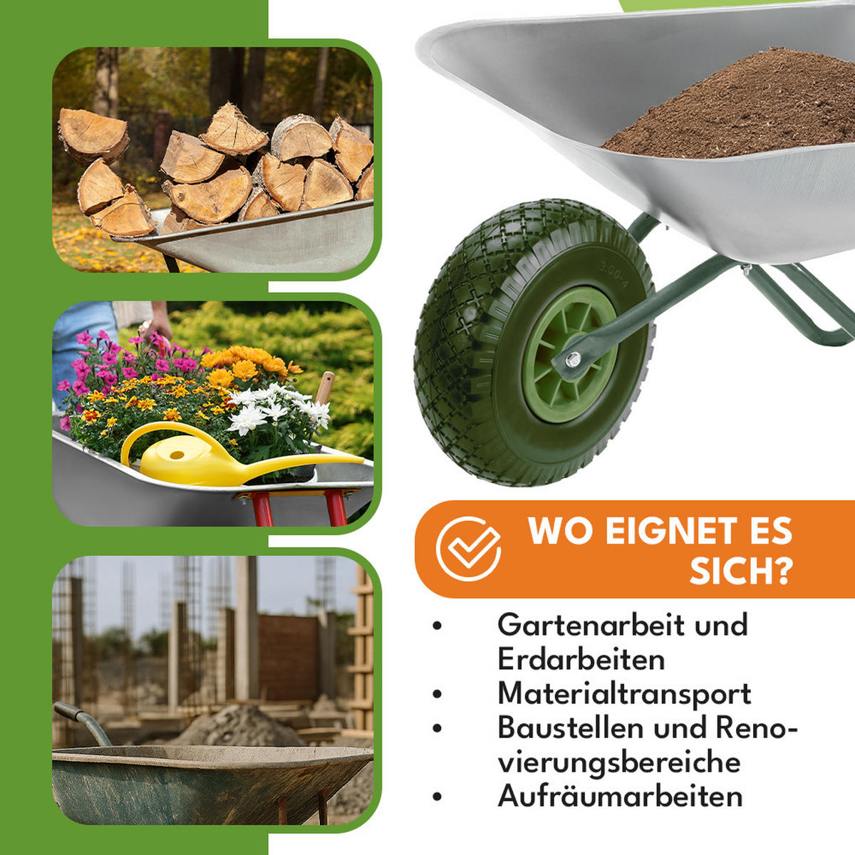 SCHUBKARRENRAD 2er Set Schwarz - Schwarz Hochglanz, Kunststoff (39/39/9.5cm) - KRUMAD