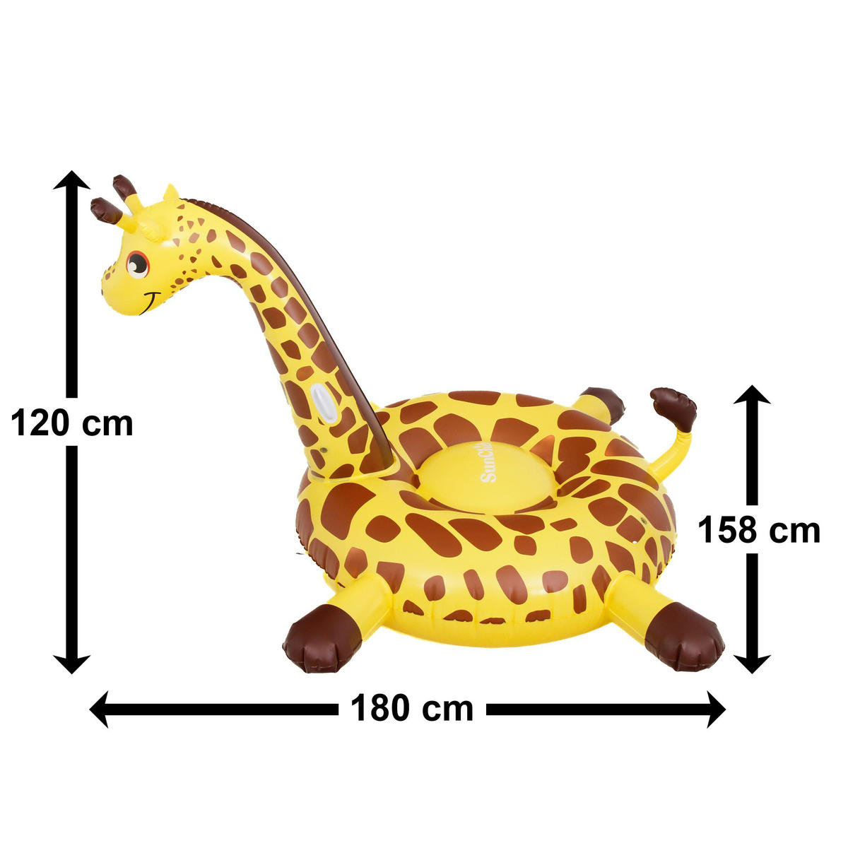 SCHWIMMTIER aufblasbar Giraffe 180 x 158 x 120 cm mit Haltegriffen - Gelb, Kunststoff (158/180cm) - Avenli