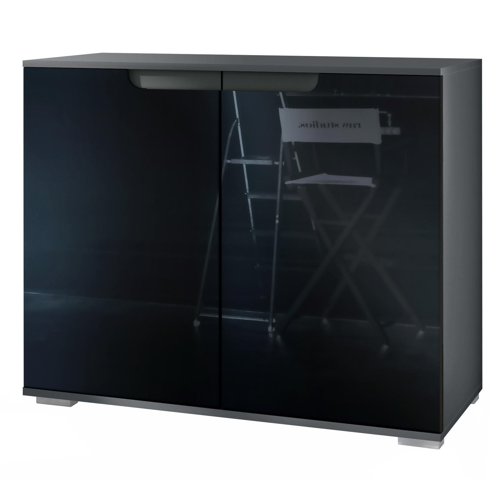 Vladon Kommode Schwarz Hochglanz 92.5x75.5x35 cm