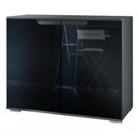 KOMMODE Sylt Schwarz Hochglanz - Schwarz Hochglanz, Holzwerkstoff (92.5/75.5/35cm) - Vladon