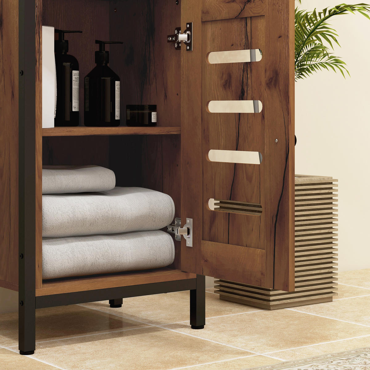 BADREGAL DE-12381 37/30/85 cm Rostbraun / Schwarz - Braun, Holzwerkstoff (30/85/37cm) - ComfortXL