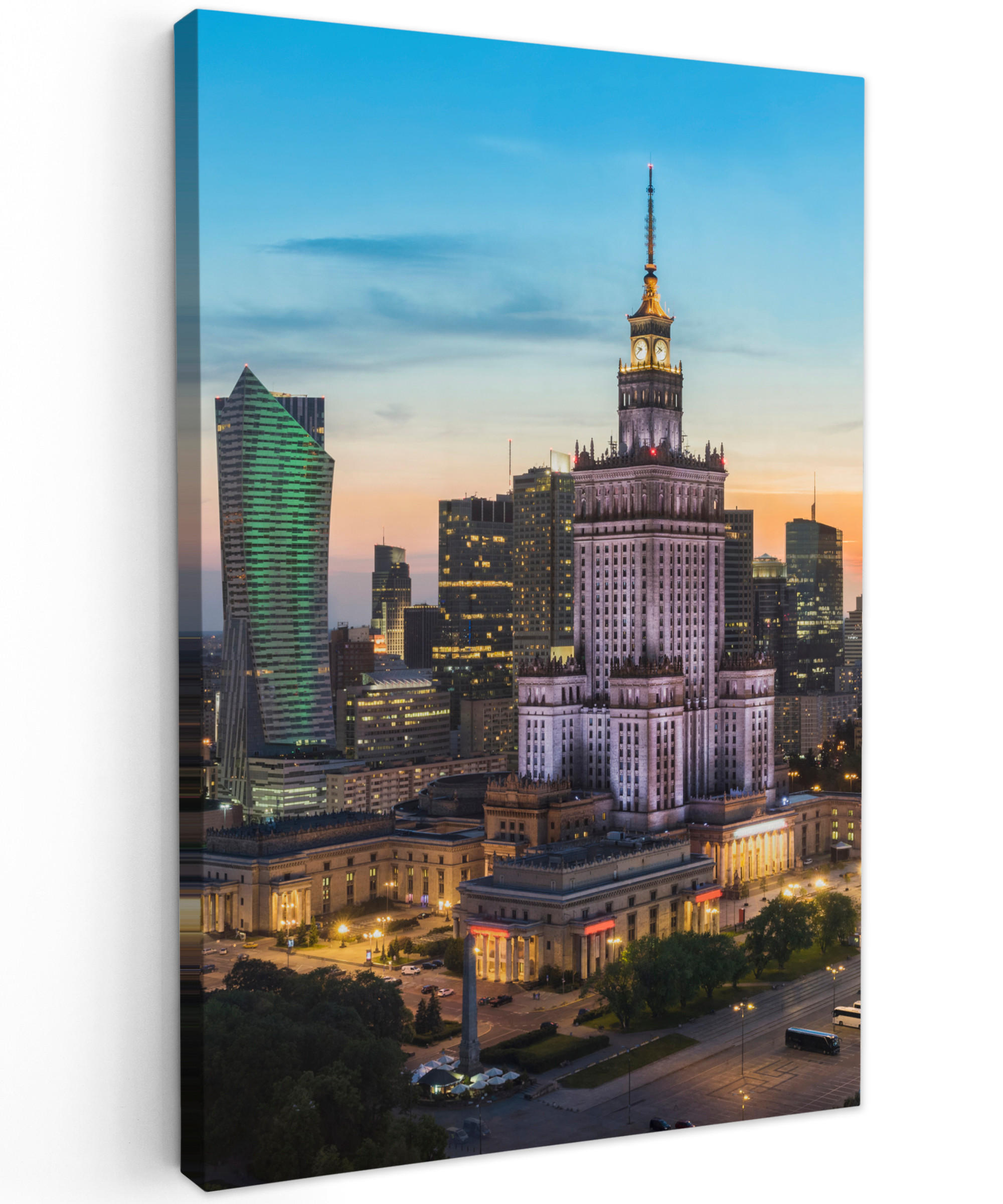OBRAZ NA PLÁTNĚ Polsko - Ne - Varšava 90x140 cm - modrá, textil (90/140cm) - MuchoWow