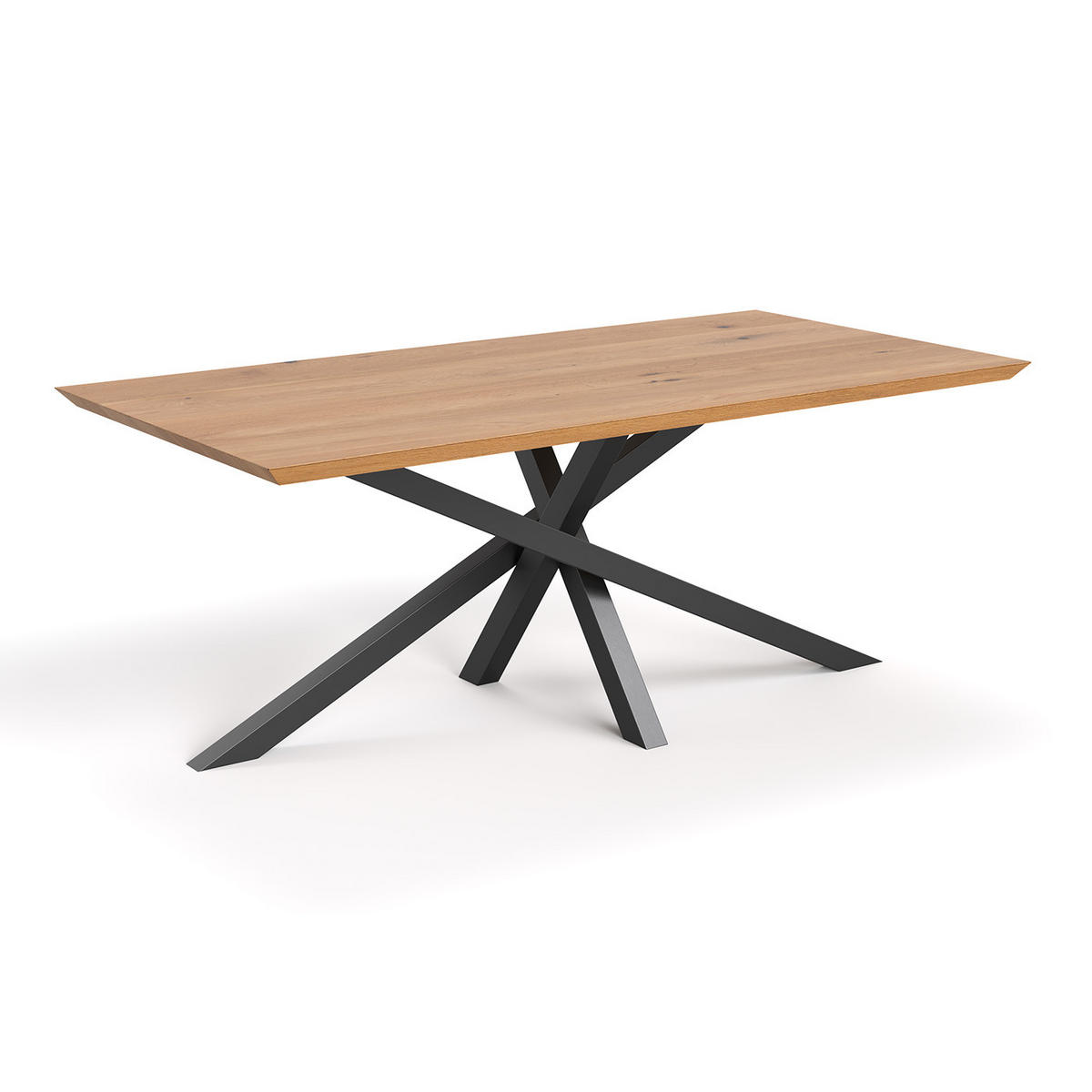 ESSTISCH Slant aus massivem Eichenholz 140x80 cm - Eichefarben/Schwarz, Holz/Metall (140/80/75cm) - Danzz