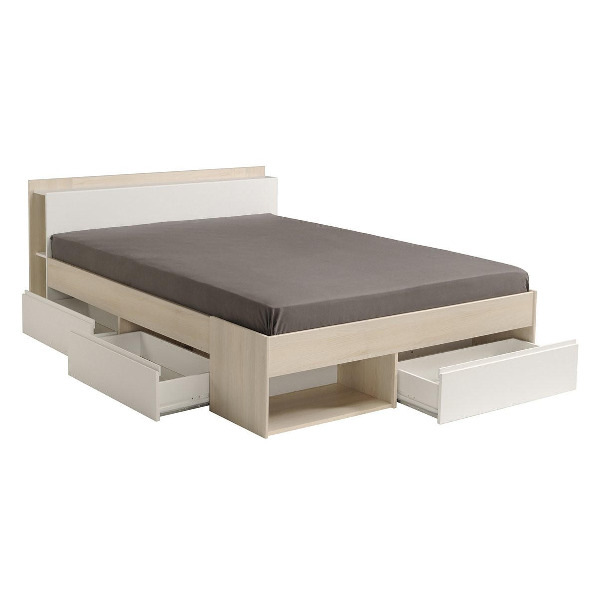 BETT mit 3 Aufbewahrungsschubladen - 140x190/200cm - Most - Apfelbaumfarben, Holzwerkstoff (140/200cm) - Calicosy