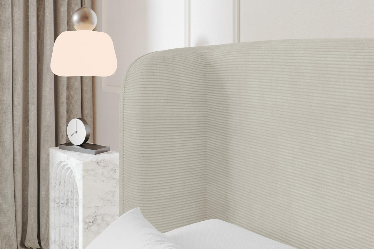 POLSTERBETT mit Bettkasten und Lattenrost, Boxbett ohne Matratze - ESTI 160x200 Creme - Creme, Holzwerkstoff/Textil (160/200cm) - ALTDECOR
