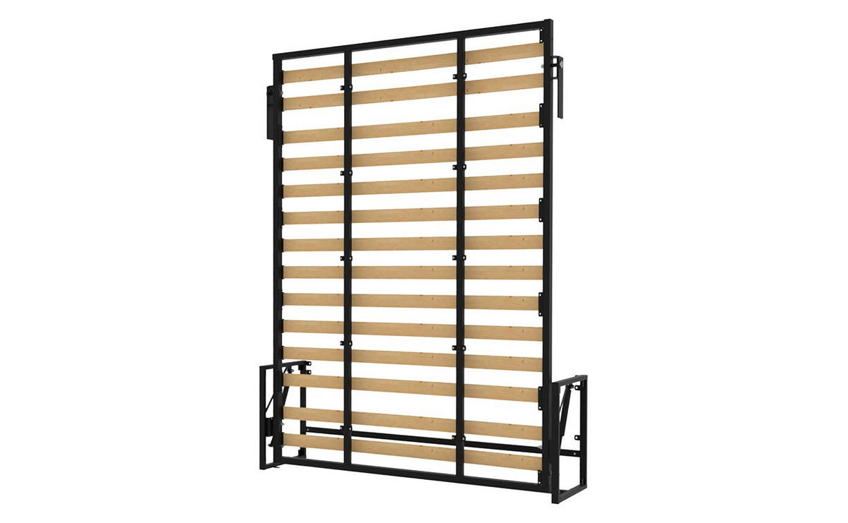 WANDBETT Morphy Classik Modulares SizeFlex- und TypeFlex-System - 140x200 Vertikal - Schwarz, Holz/Metall (140/200cm) - WallBedKing