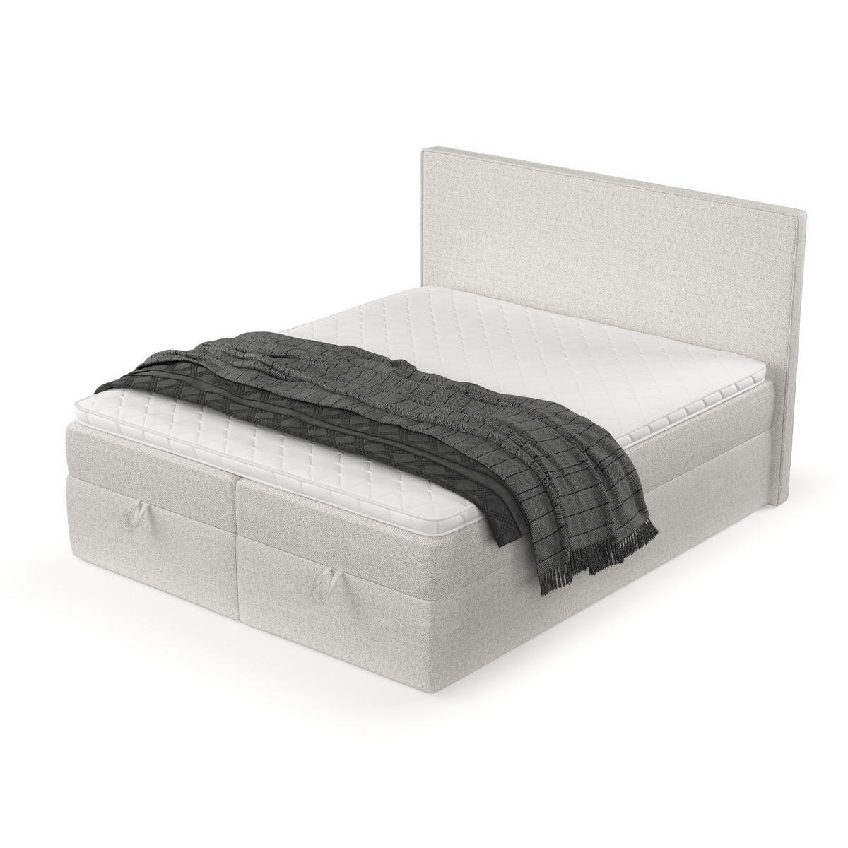 BOXBETT Velma 180/200 cm Hellbeige im Riva Stoff - Sandfarben/Schwarz, Holz/Holzwerkstoff (180/200cm) - AltaBeds