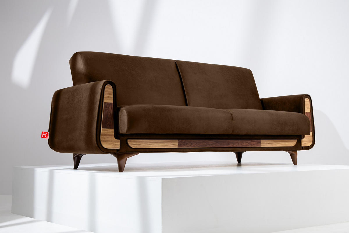 3-SITZER-SCHLAFSOFA GUSTAVO II mit Armlehnen, Dunkelbraun - Dunkelbraun, Holz/Holzwerkstoff (230/98/98cm) - KONSIMO®