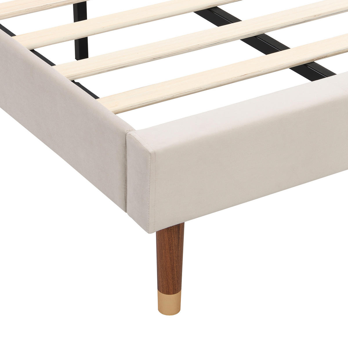 POLSTERBETT 90/200 cm Beige mit Lattenrost und Kopfteil - Beige, Textil (90/200cm) - OKWISH