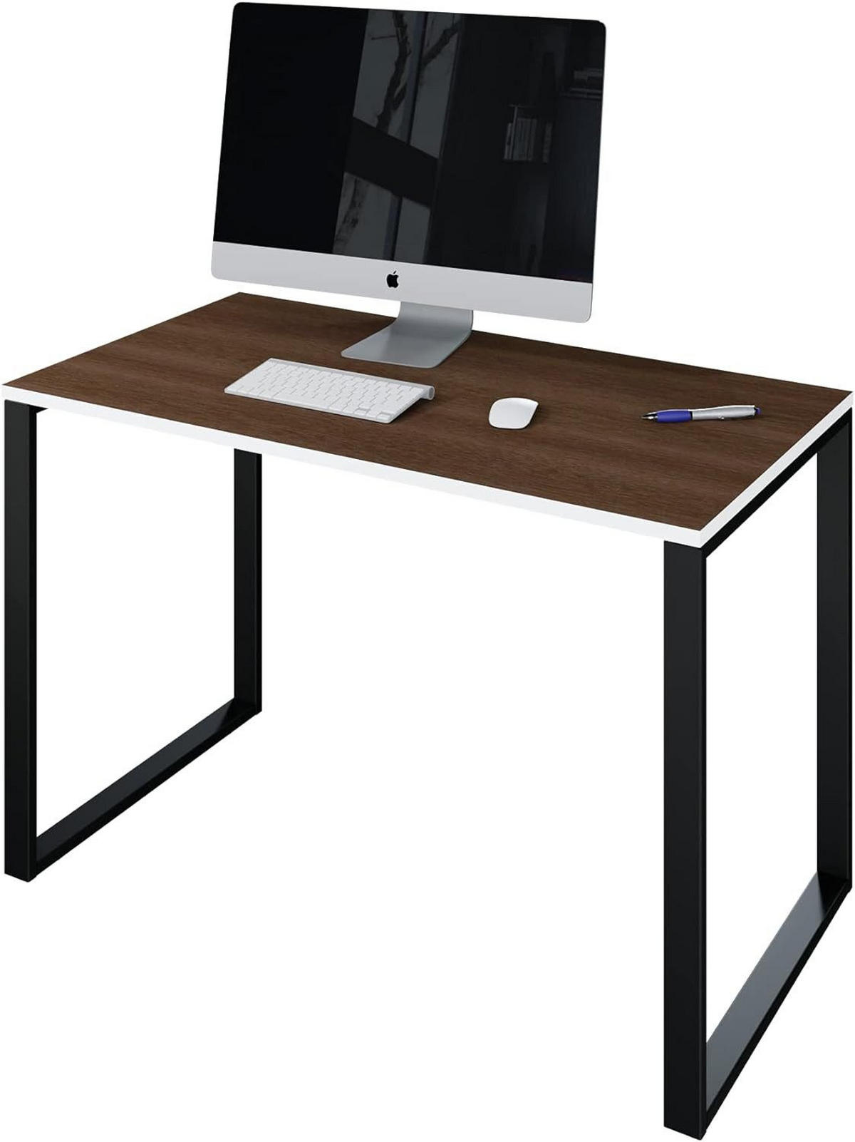 SCHREIBTISCH Fulda 110x60 cm – Schwarz mit Wengue Dekor - Schwarz, Holzwerkstoff (60/110/74cm) - Letti Moderni