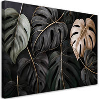 WANDBILD monstera hinterlässt tropische pflanzen - Schwarz, Textil (60/40cm) - Feeby