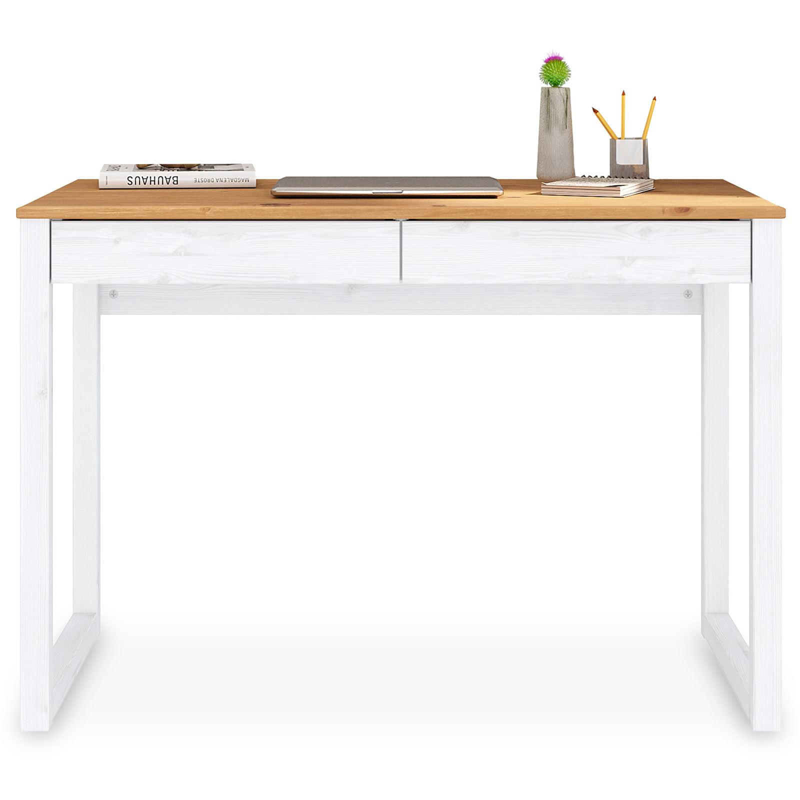 SCHREIBTISCH NOAH - Eichefarben/Weiß, Holz (54/110/75cm) - IDIMEX