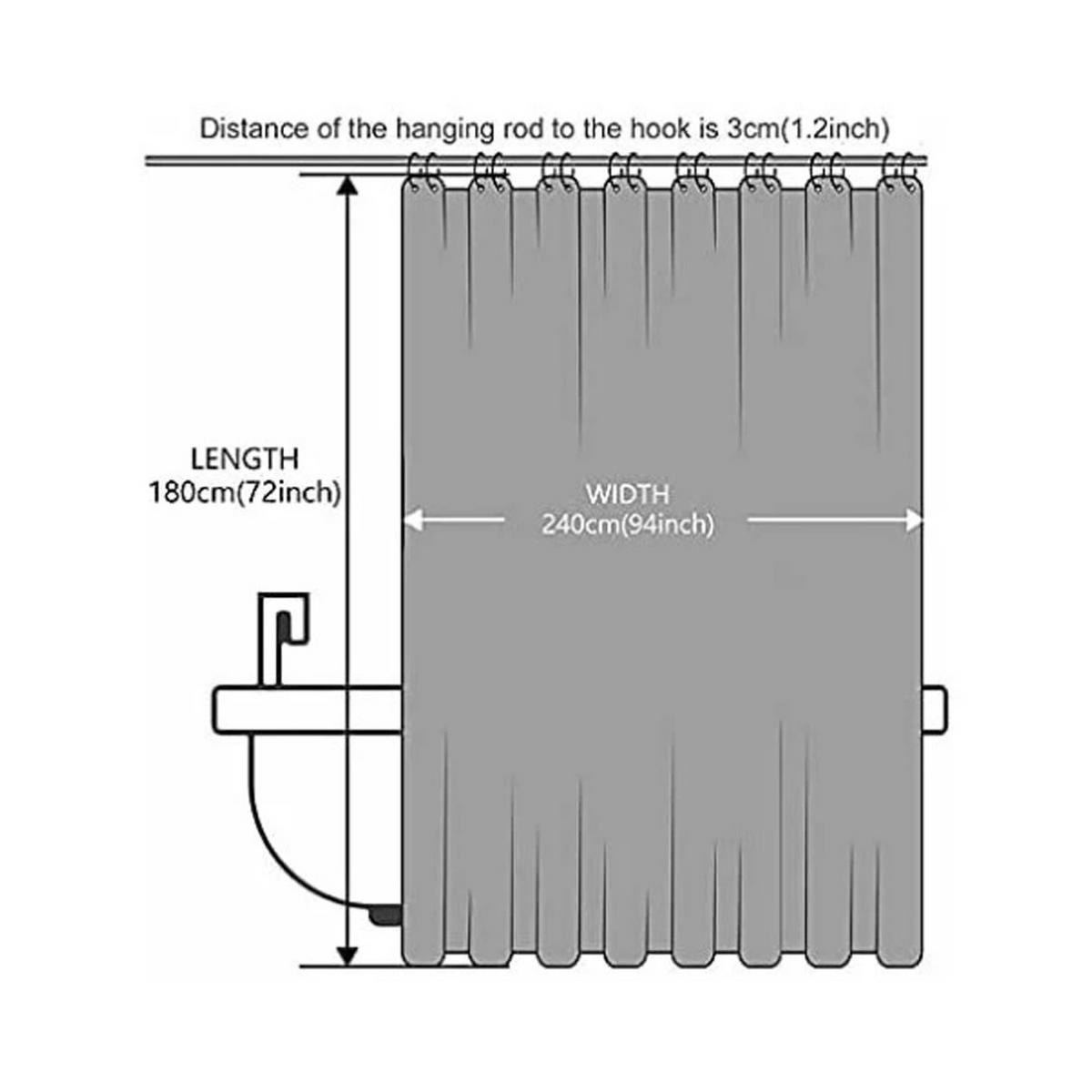 DUSCHVORHANG Schwarz PEVA breit beschwert schimmelresistent wasserdicht antibakteriell waschbar mit Haken - Schwarz, Kunststoff (240/180cm) - MCBOSON