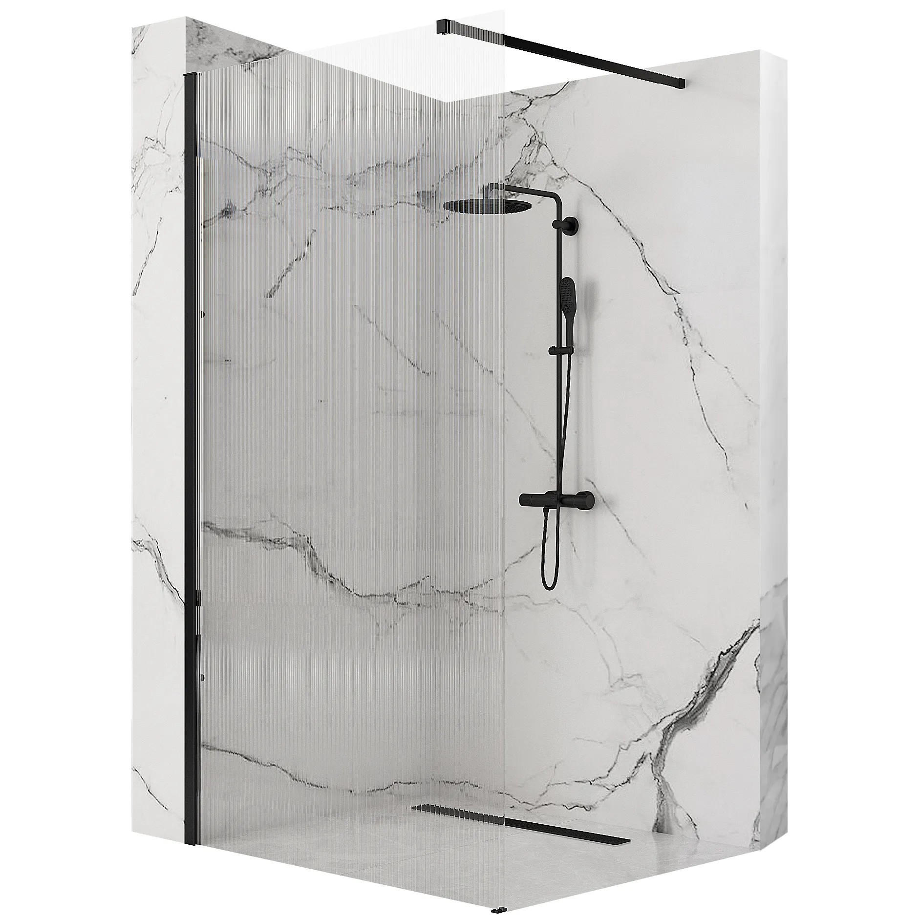 DUSCHWAND Rea Aero Intimo Black Mat 90 - Schwarz, Glas (90/200cm) - REA