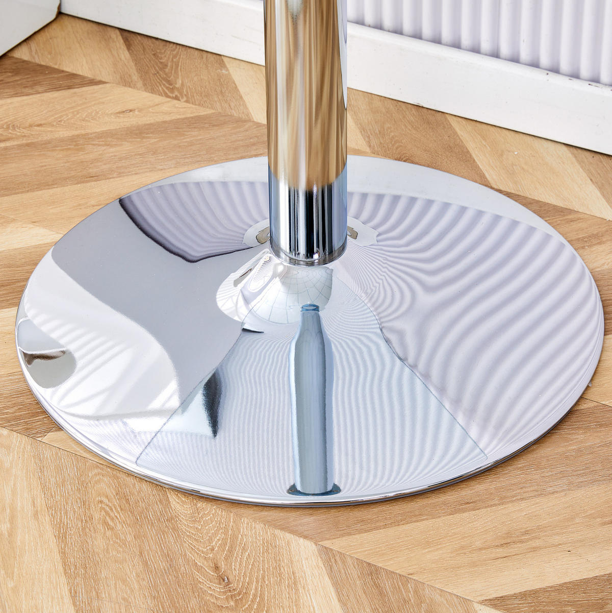 BARTISCH 85/85/76 cm aus Glas und Metall, rundes Design mit stabilem Metallgestell, Silber/Transparent - Silberfarben, Glas (85/85/76cm) - Redom