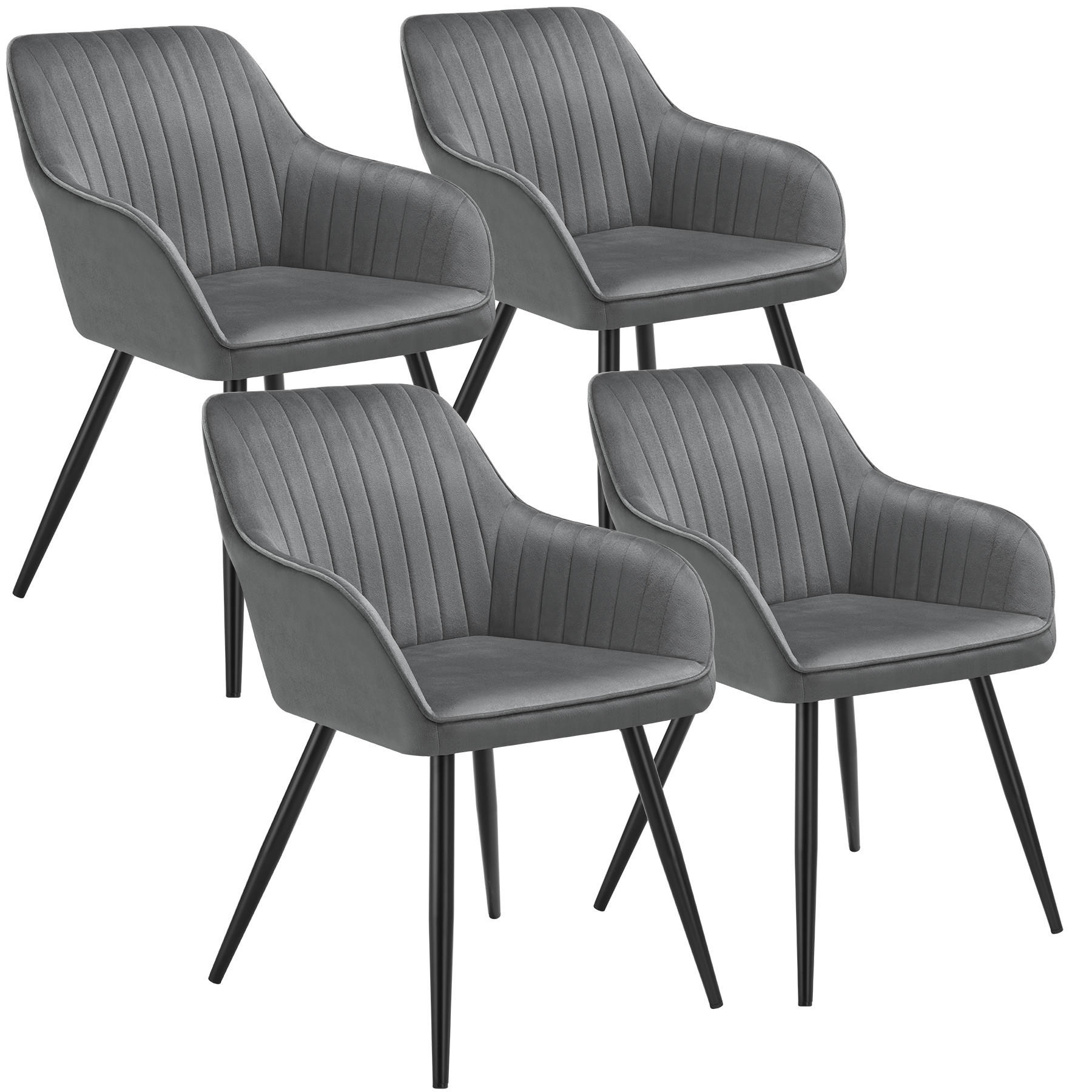 ESSZIMMERSTUHL 4er Set Marilyn 58 x 62 x 82 cm grau/schwarz - Schwarz/Grau, Metall (58/82/62cm) - tectake