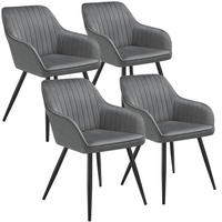 ESSZIMMERSTUHL 4er Set Marilyn 58 x 62 x 82 cm grau/schwarz - Schwarz/Grau, Metall (58/82/62cm) - tectake