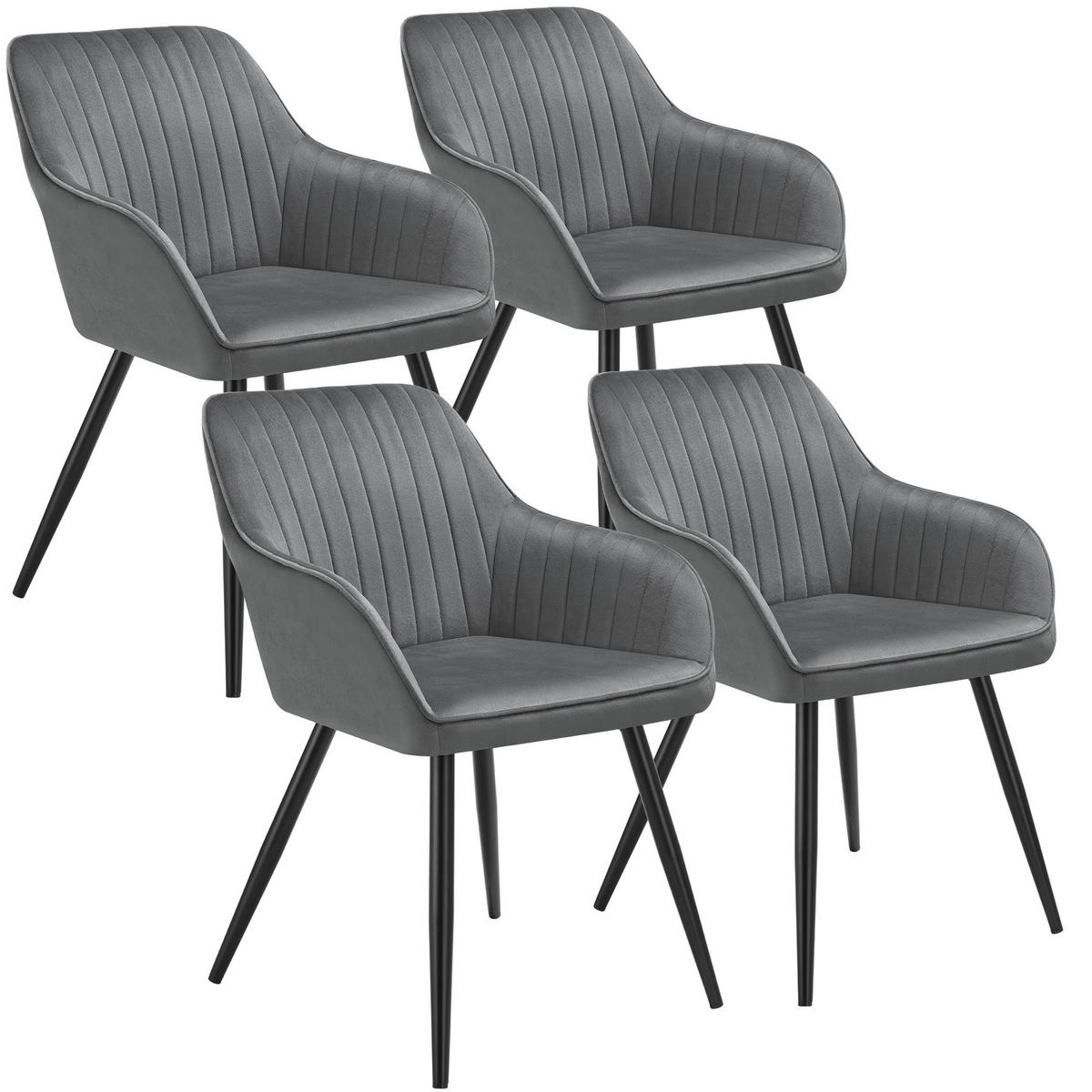 ESSZIMMERSTUHL 4er Set Marilyn 58 x 62 x 82 cm grau/schwarz - Schwarz/Grau, Metall (58/82/62cm) - tectake
