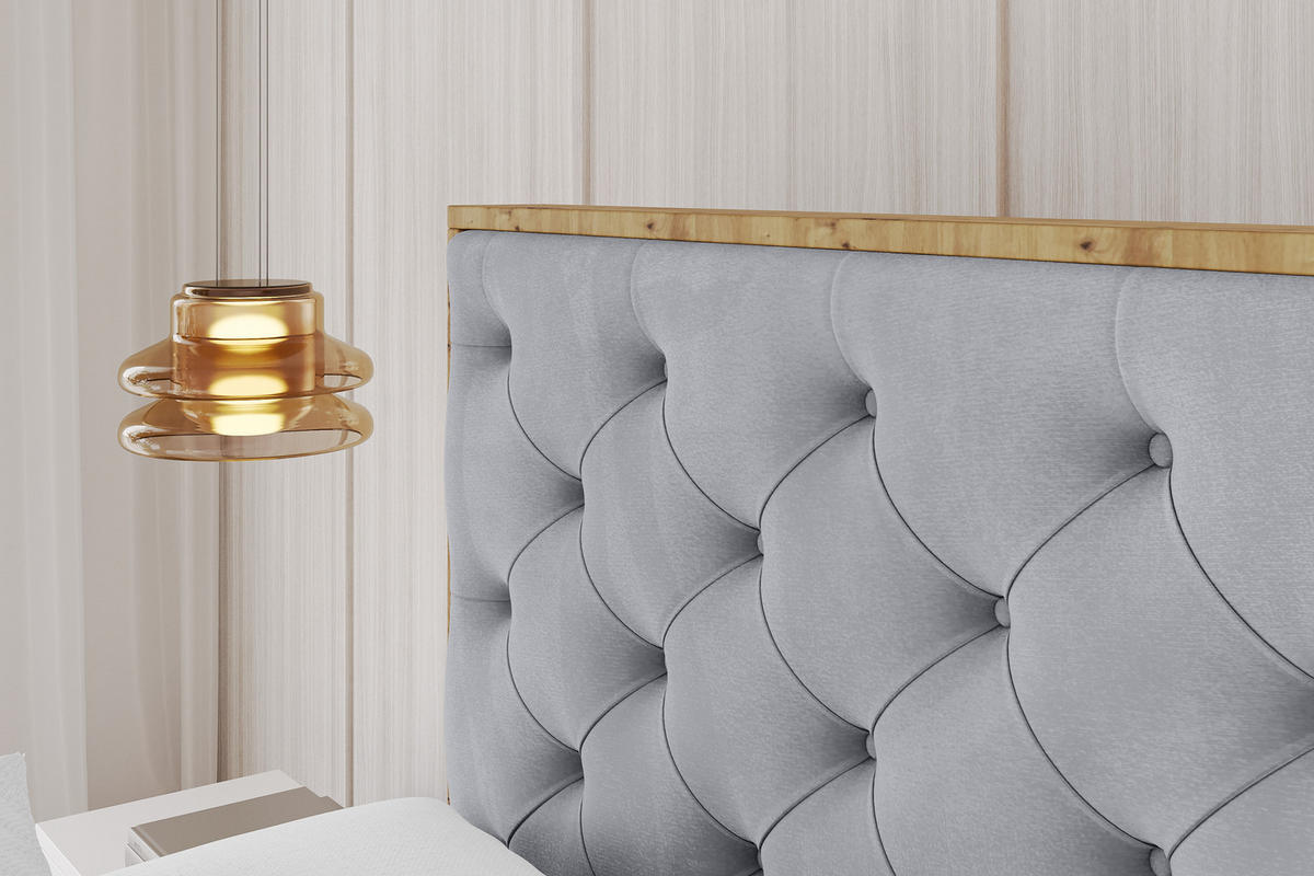 POLSTERBETT mit Bettkasten, Fußteil und Lattenrost, Boxbett ohne Matratze - ENZO3-Z 180x200 Hellgrau - Hellgrau, Holzwerkstoff/Textil (180/200cm) - ALTDECOR