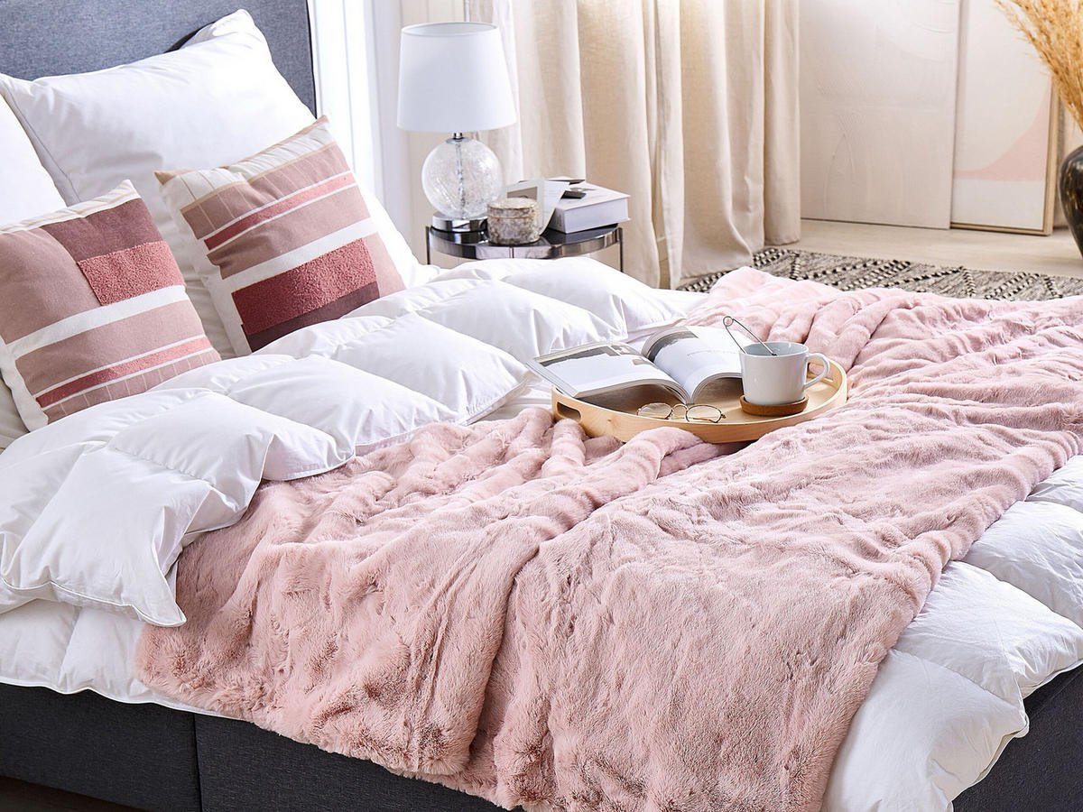 DECKE Rosa Chaab 200/220 cm - Pink, Textil (200/220cm) - Beliani