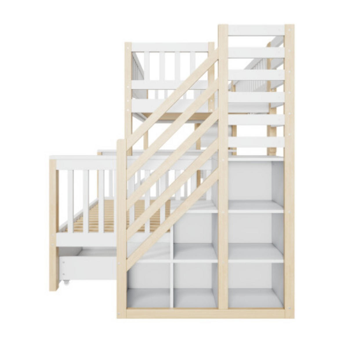 ETAGENBETT 140/200 cm Weiß mit Rutsche und Stauraum - Weiß, Holz (140/200cm) - OKWISH