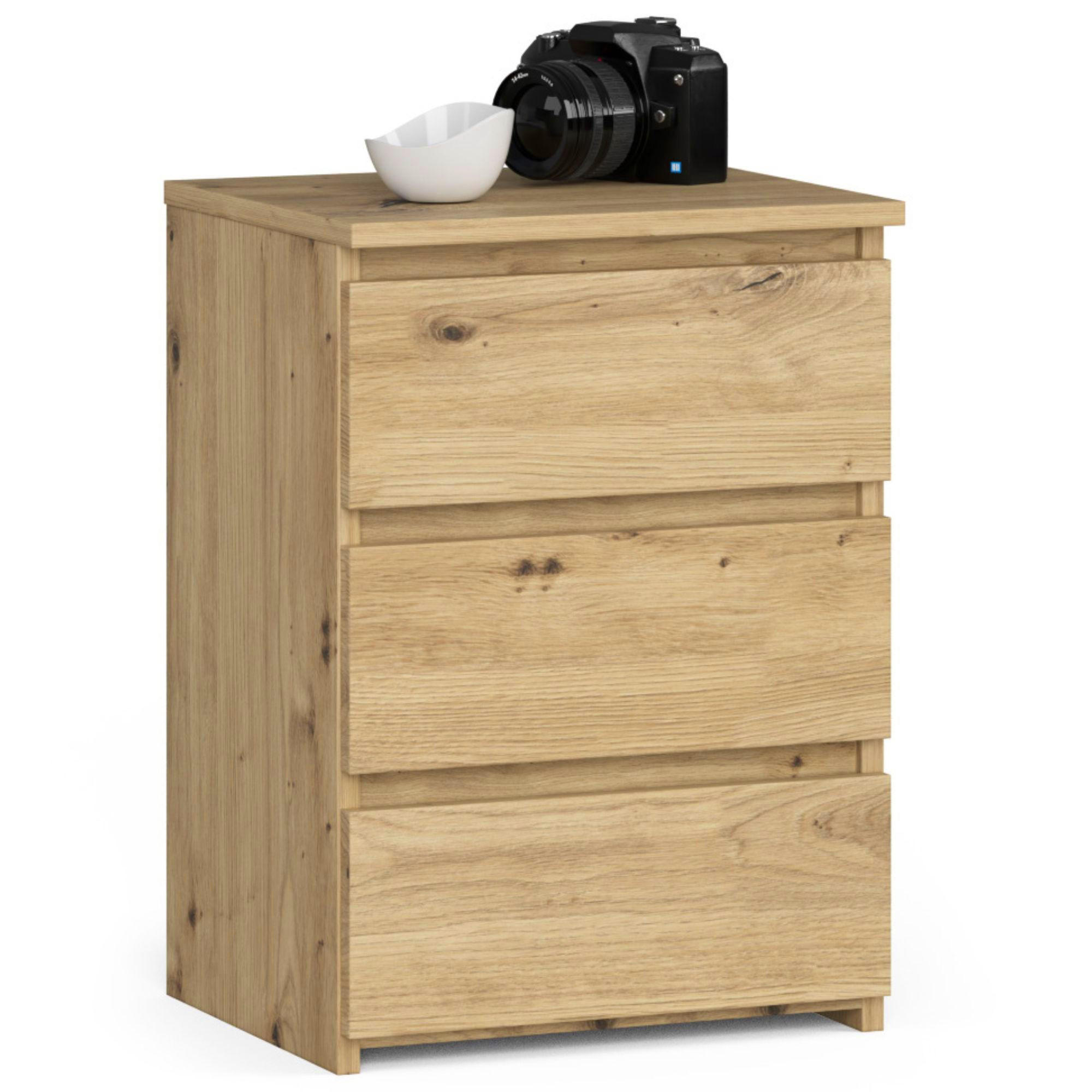 NACHTSCHRANK Eiche Artisan 40x35x57 cm - Schwarz Hochglanz/Eiche Artisan, Holzwerkstoff (40/57/35cm) - Akord