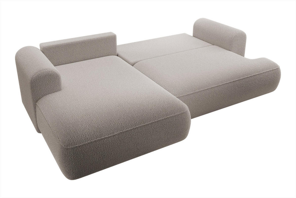 ECKSOFA Ovo Dunkelbeige Boucle - Schwarz/Mokka, Kunststoff/Textil (260/165cm) - Selsey
