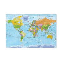 PINNWANDTAFEL Politische Weltkarte Englisch 120x80 cm - Blau, Holz (120/80cm) - artgeist
