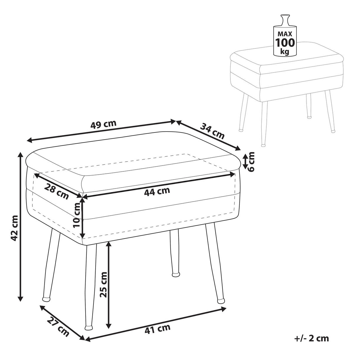 TRUHENBANK Burgunderrot Odessa - Rot/Goldfarben, Textil (49/42/34cm) - Beliani