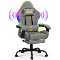 GAMINGSTUHL G01 mit RGB Beleuchtung Bluetooth Lautsprechern Kunstleder Grau - Grau, Metall (62/131/56cm) - Rattantree