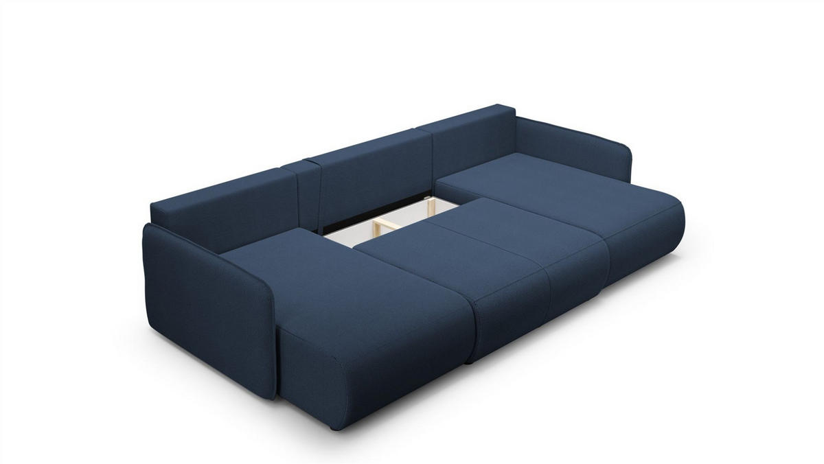 WOHNLANDSCHAFT Calgary - Dunkelblau, Holzwerkstoff/Textil (290/86/148cm) - Fun Möbel