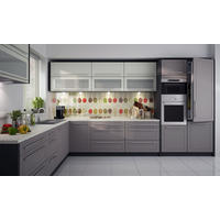 KÜCHENZEILE L-FORM Kvantum M1 lava / vanille beige matt 250 / 385 / 207cm 14-teilig - Creme/Grau, Holzwerkstoff/Metall (250/207/385cm) - Feldmann-Wohnen