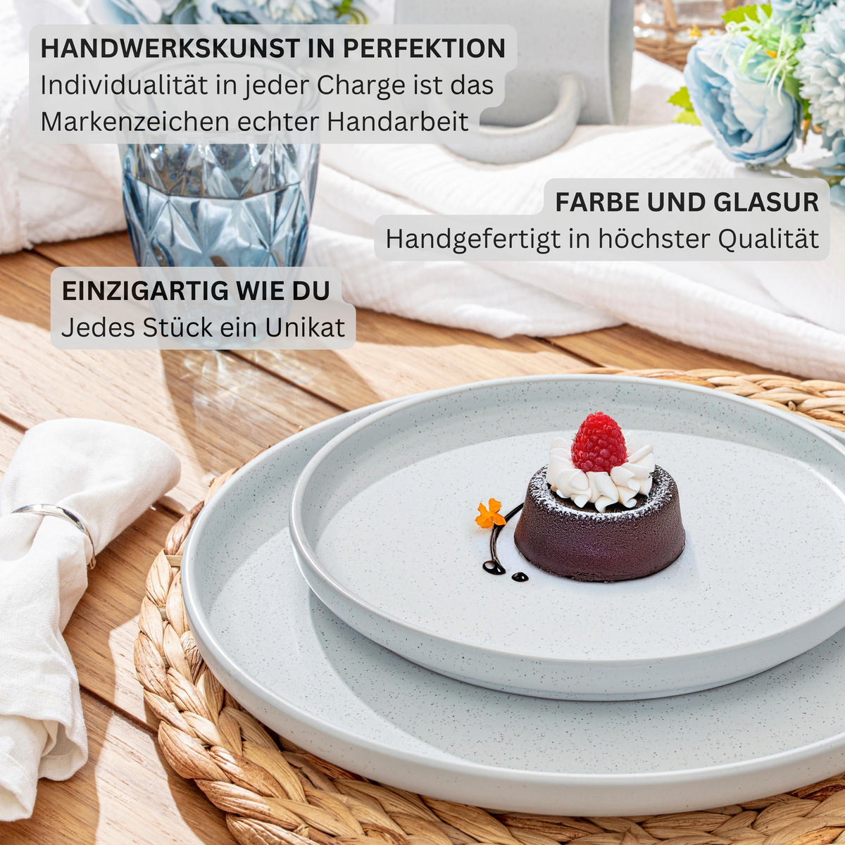DESSERTTELLER LEEDS - 4 teilig aus Steingut - Grau, Stein (20.5cm) - Sänger