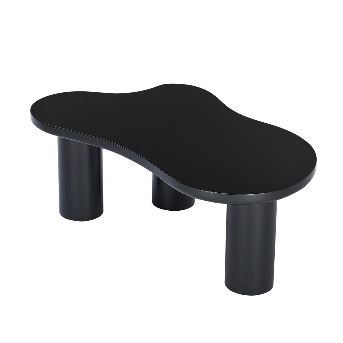 COUCHTISCH in Schwarz in Wolkenform Kaffeetisch mit MDF-Tischplatte und PVC-Beine für Wohnzimmer, B107/T66/H40.5cm - Schwarz, Holzwerkstoff/Kunststoff (66/107/40.5cm) - STILVORA