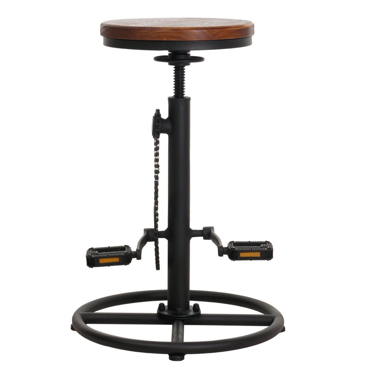 BARHOCKER mit Fußablage Sitzhöhe 61-85cm höhenverstellbar drehbar Fußablage Metall Massiv-Holz Braun - Dunkelbraun, Holz (46/85/46cm) - PROREGAL