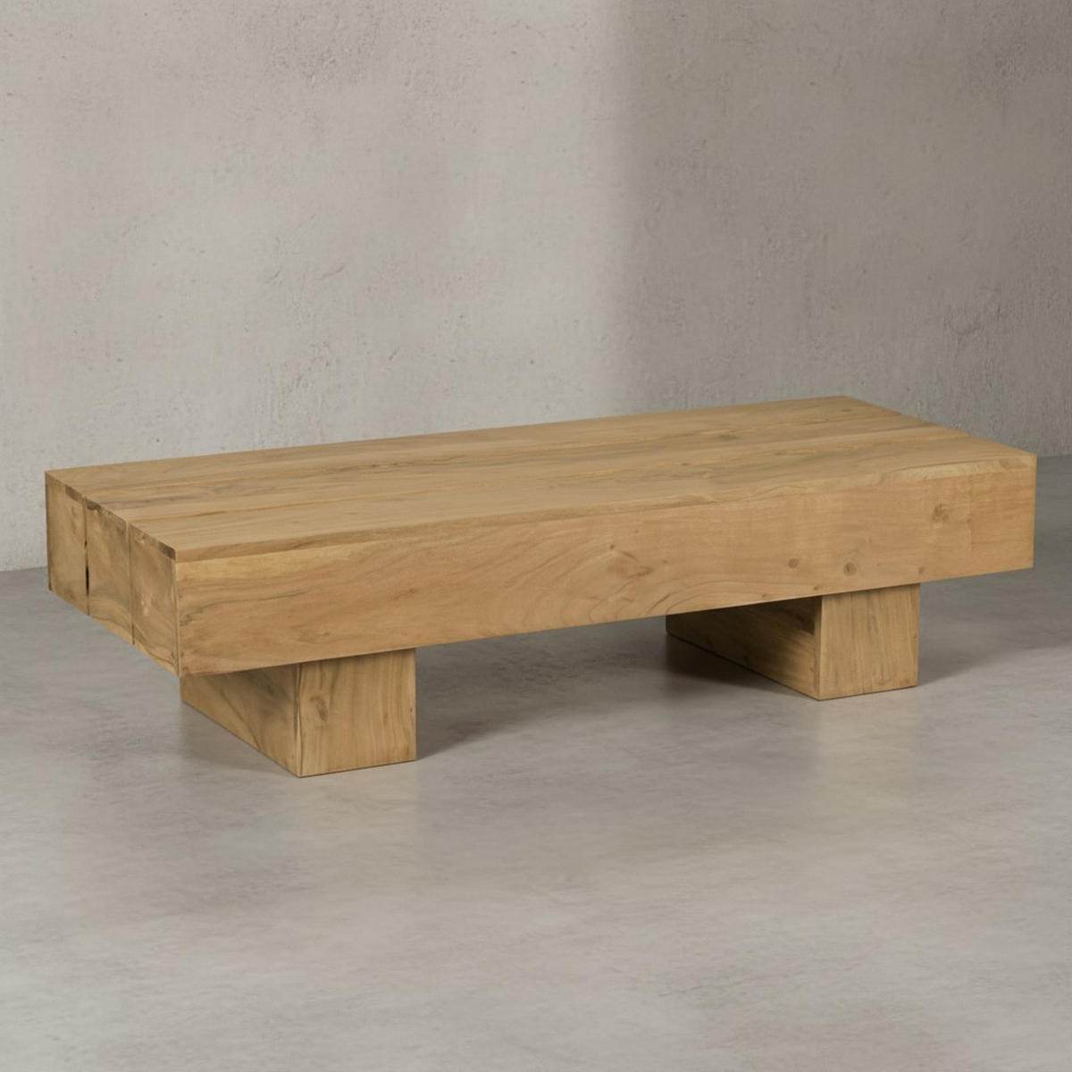 COUCHTISCH aus Massivholz, handgefertigt, pflegeleicht, aus Akazienholz und Edelholz, Beige 120x45x30 cm - Beige, Holz (45/120/30cm) - KADIMA DESIGN