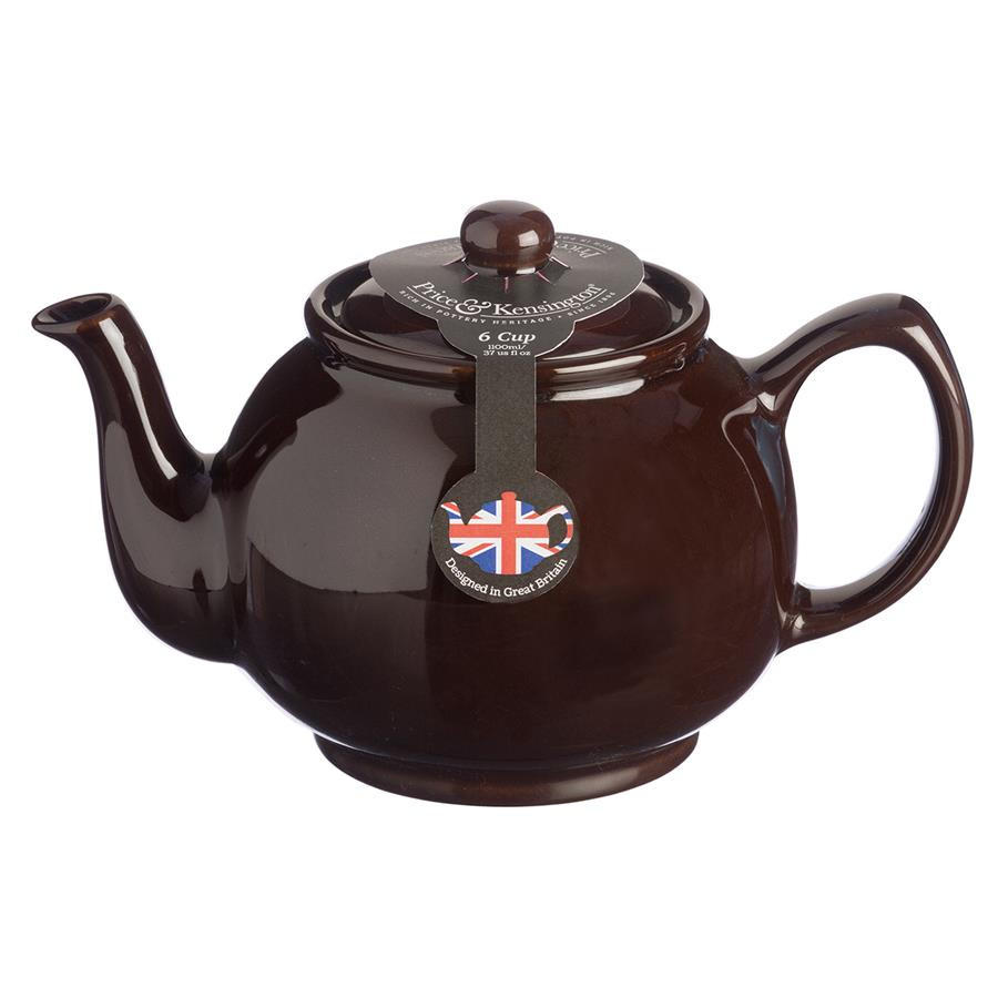 TEEKANNE 1100 ml Steingut klassisch rockingham braun, für 6 Tassen - Braun, Keramik (1.1L) - Price & Kensington