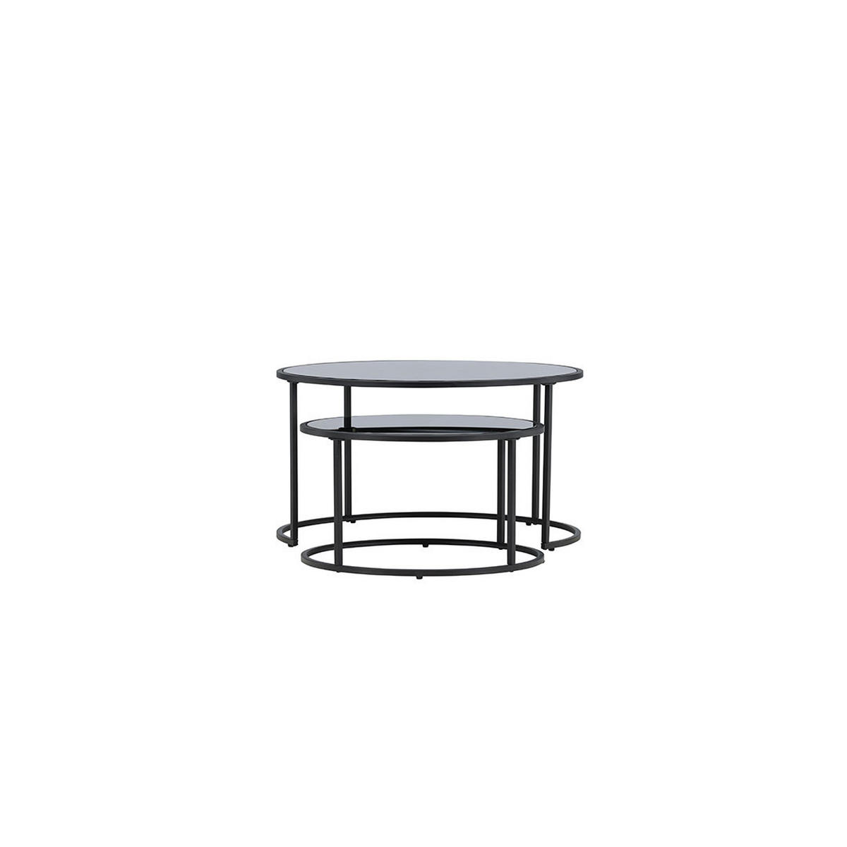COUCHTISCH 2-Tlg., Twin, Schwarz, Metall, 80 x 80 x 44 cm - Schwarz, Metall (80/80/44cm) - ebuy24